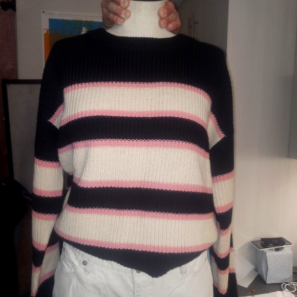 Sweaters - NWT sanctuary striped pink and black sweater pullover knit